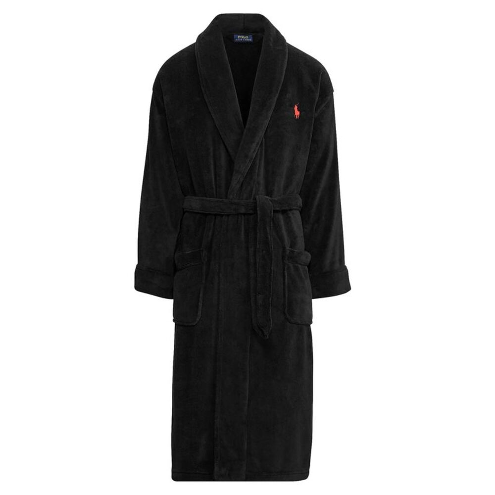 Polo Ralph Lauren Mens Terry Velour Robe S/M Polo Black - NWT